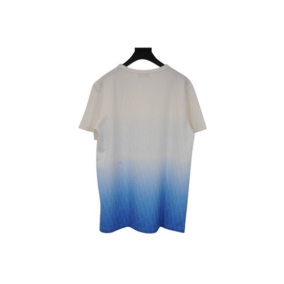 Dior Mens Gradient Oblique Logo T Shirt Medium White Blue Poly Viscose Blend - Picture 2 of 11